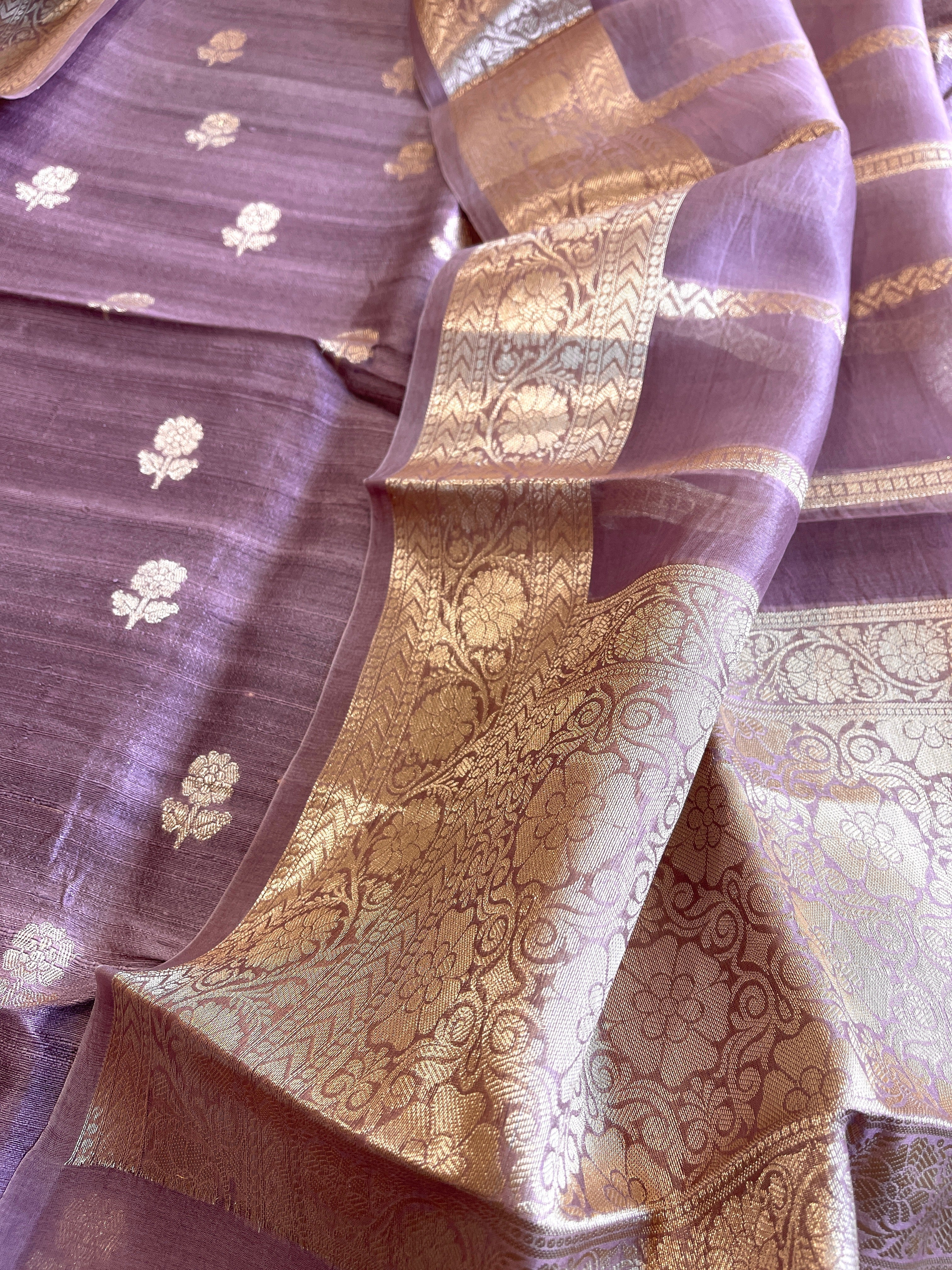 Purple Designer Banarasi Suit Set in Raw Silk - Masakalee