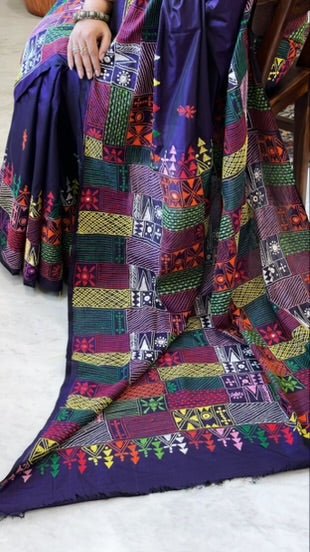 Purple Handmade Lambani Saree in Bangalore Silk - Masakalee