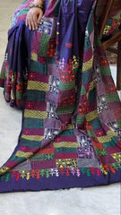 Purple Handmade Lambani Saree in Bangalore Silk - Masakalee