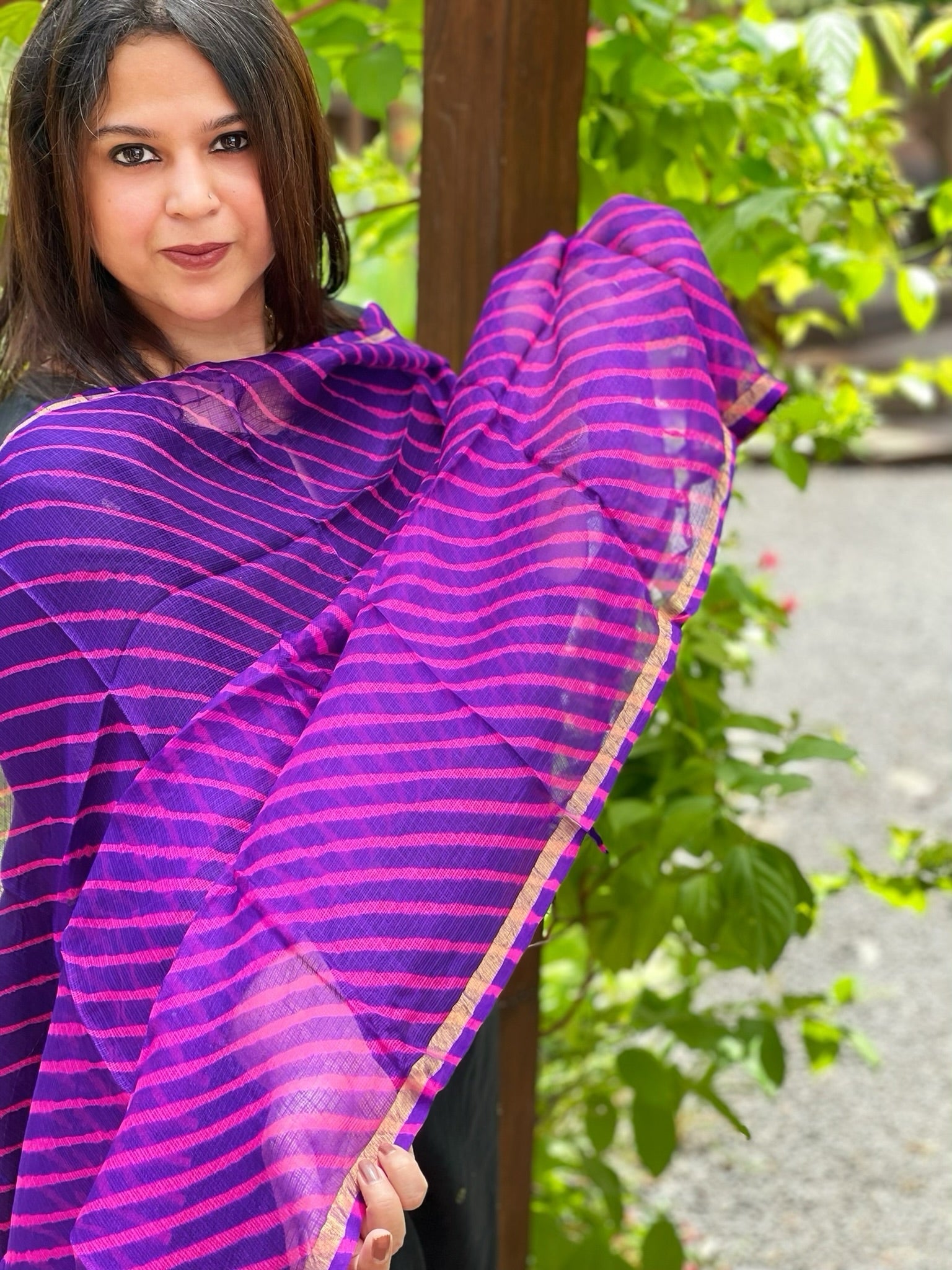 Purple Kota Silk Leheriya Dupatta - Masakalee