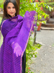 Purple Kota Silk Leheriya Dupatta - Masakalee