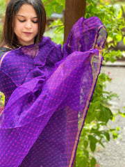 Purple Kota Silk Leheriya Dupatta - Masakalee