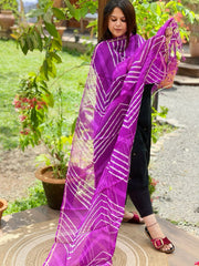 Purple Kota Silk Leheriya Dupatta - Masakalee