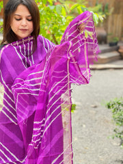 Purple Kota Silk Leheriya Dupatta - Masakalee