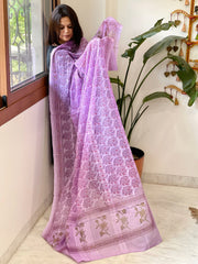 Purple Mul Cotton Handblock Printed Dupatta - Masakalee