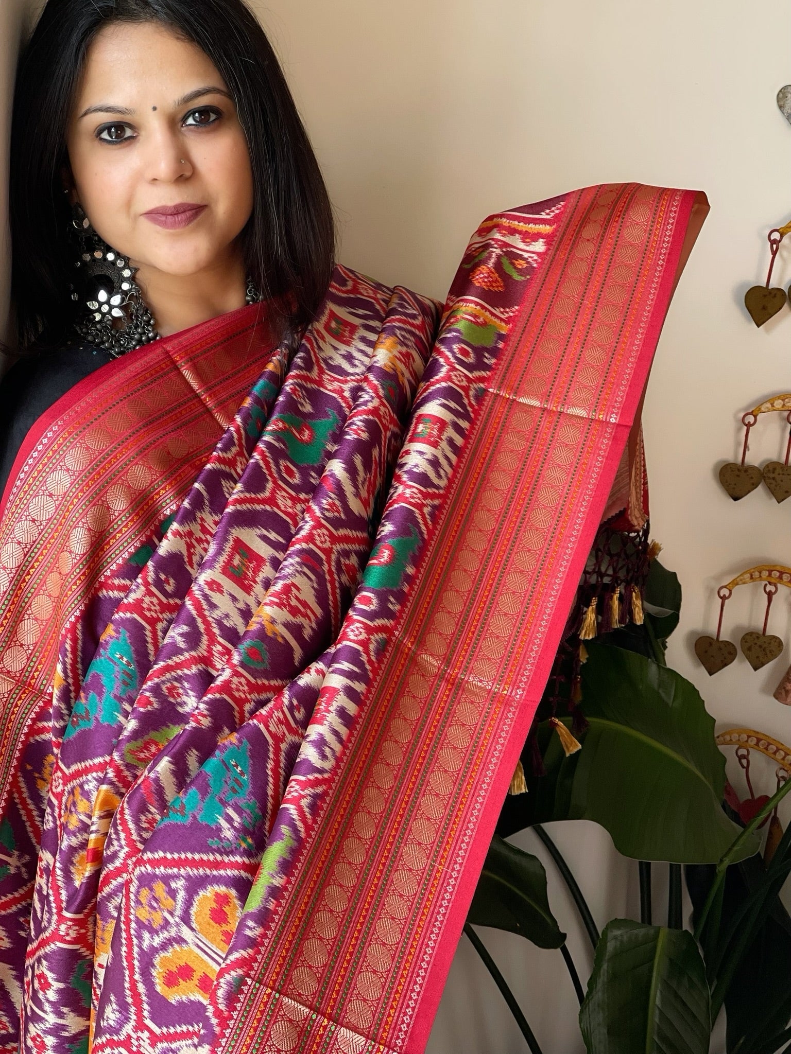 Purple Printed Patola Dupatta in Fine Art Silk - Masakalee