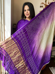 Purple Rai Bandhej Saree in Pure Gajji Silk with Zari Pallu - Masakalee