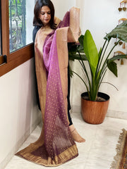 Purple Woven Banarasi Dupatta in Tissue - Masakalee