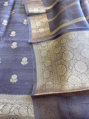Purplish Blue Designer Banarasi Suit Set in Raw Silk - Masakalee