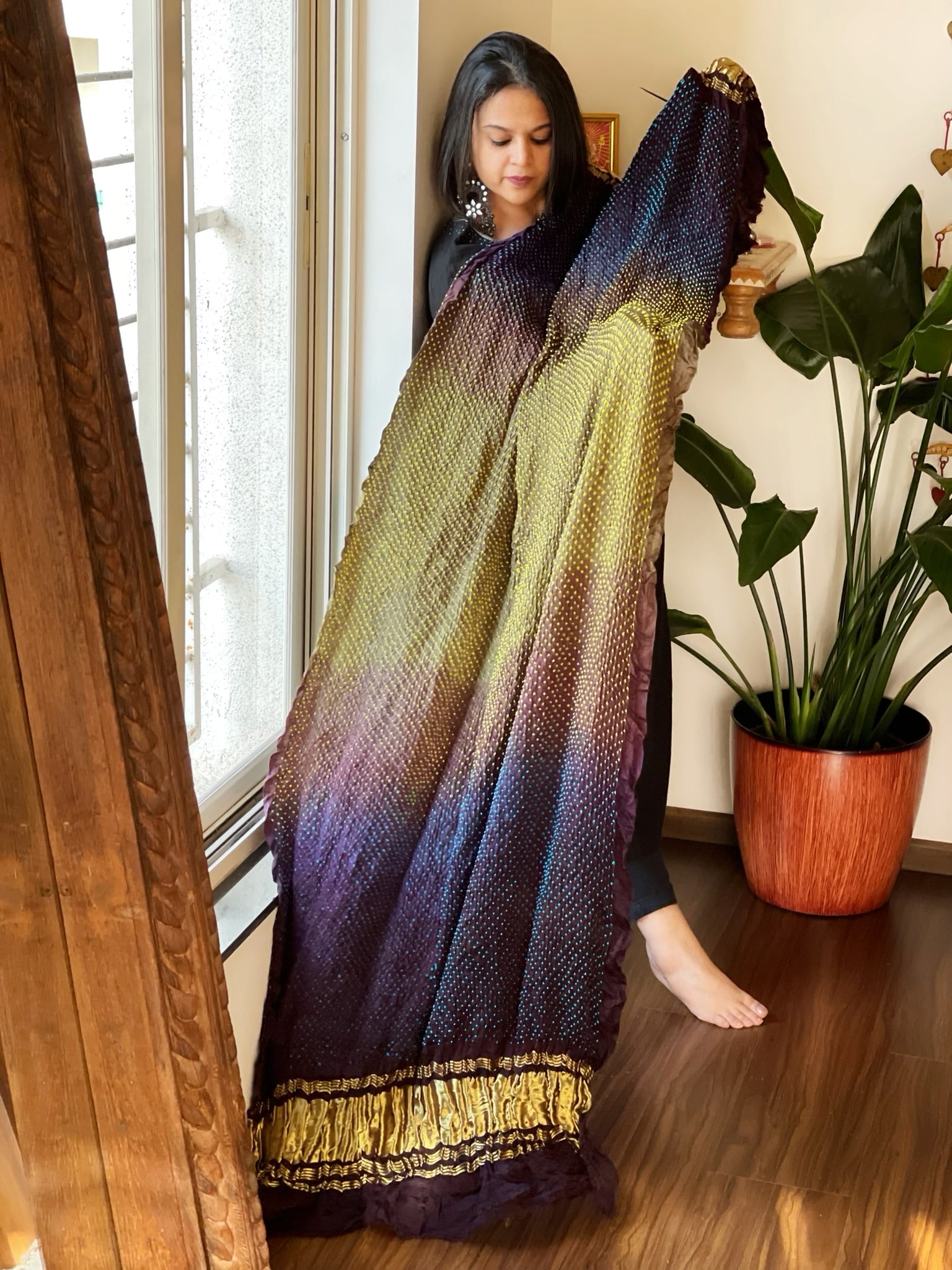 Rai Bandhej Dupatta in Pure Gajji Silk - Masakalee