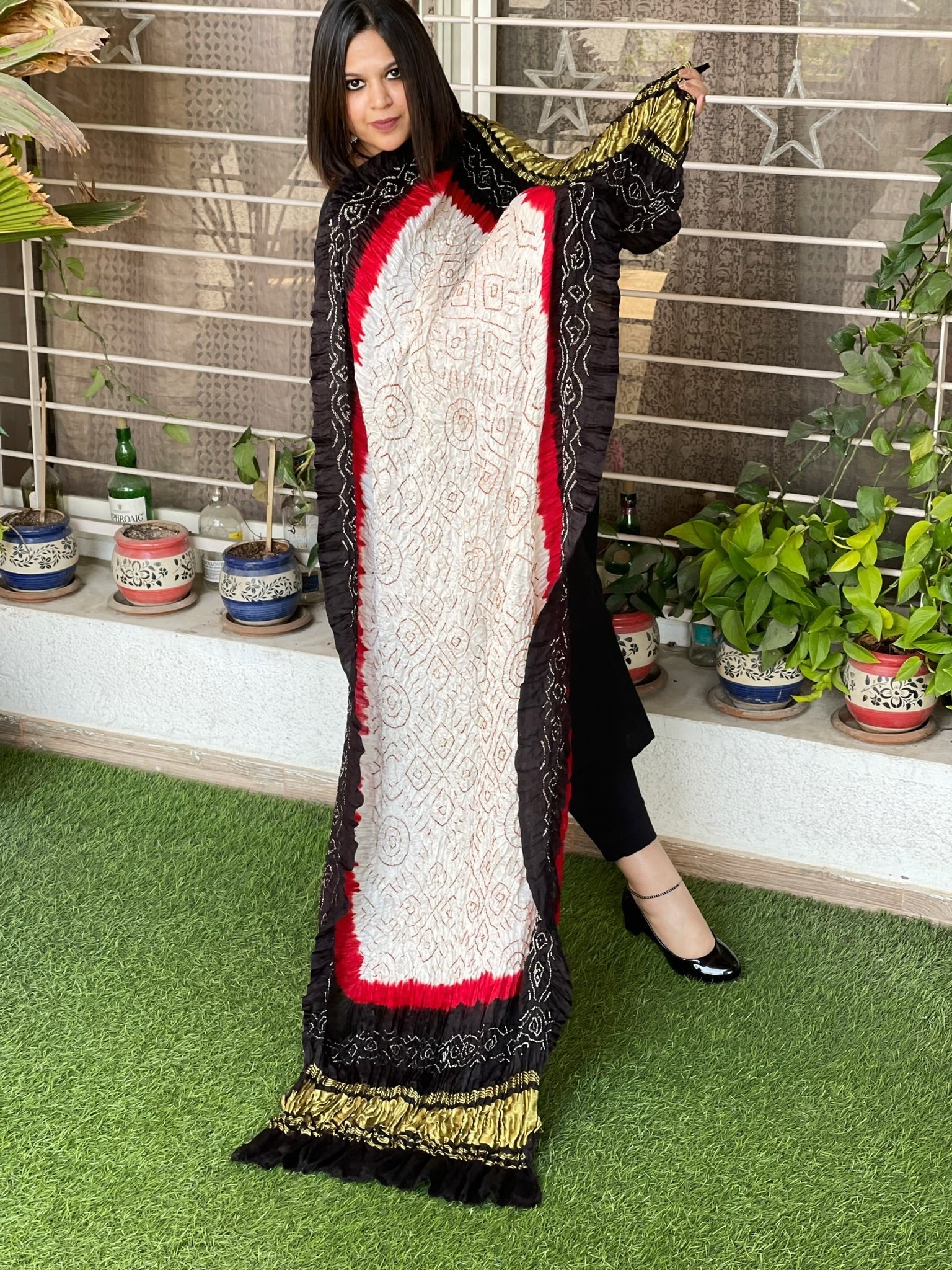 Rai Bandhej Dupatta in Pure Gajji Silk - Masakalee