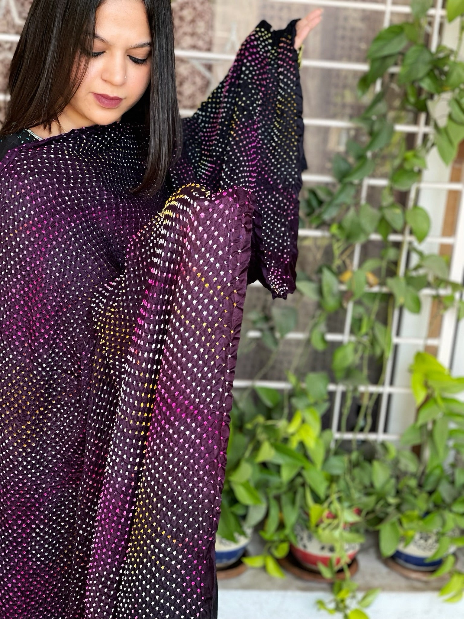 Rai Bandhej Dupatta in Pure Gajji Silk - Masakalee