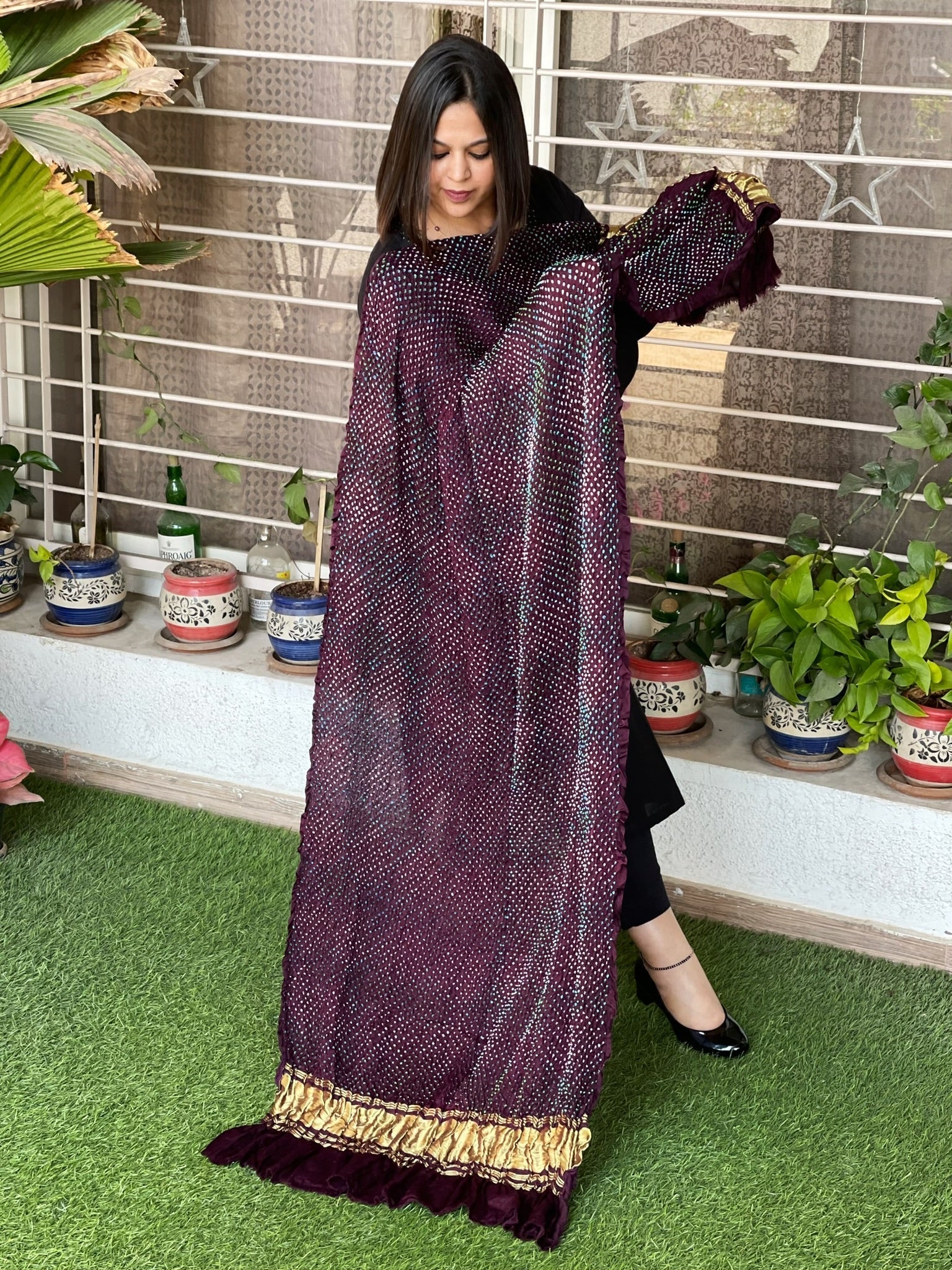 Rai Bandhej Dupatta in Pure Gajji Silk - Masakalee