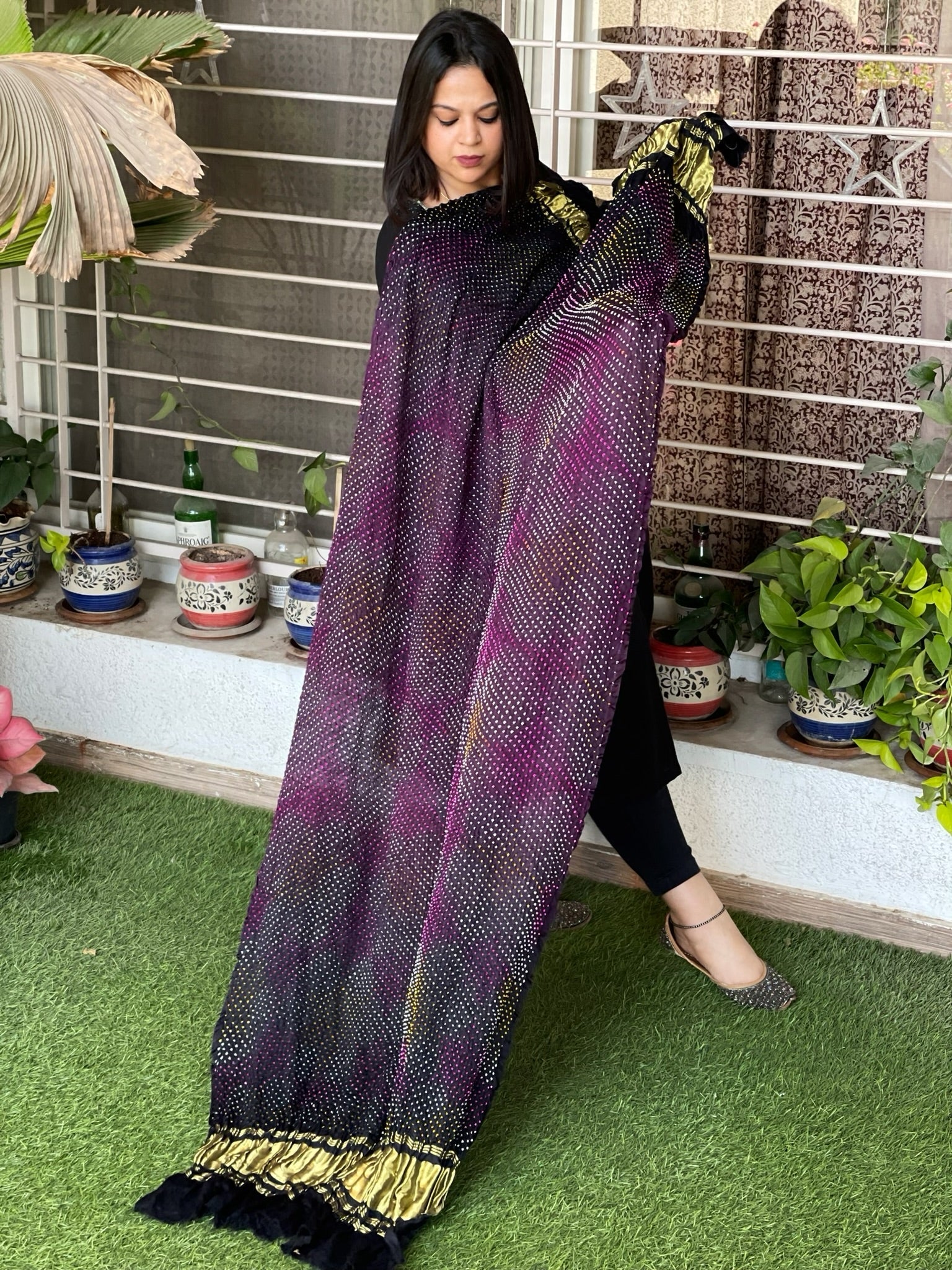 Rai Bandhej Dupatta in Pure Gajji Silk - Masakalee