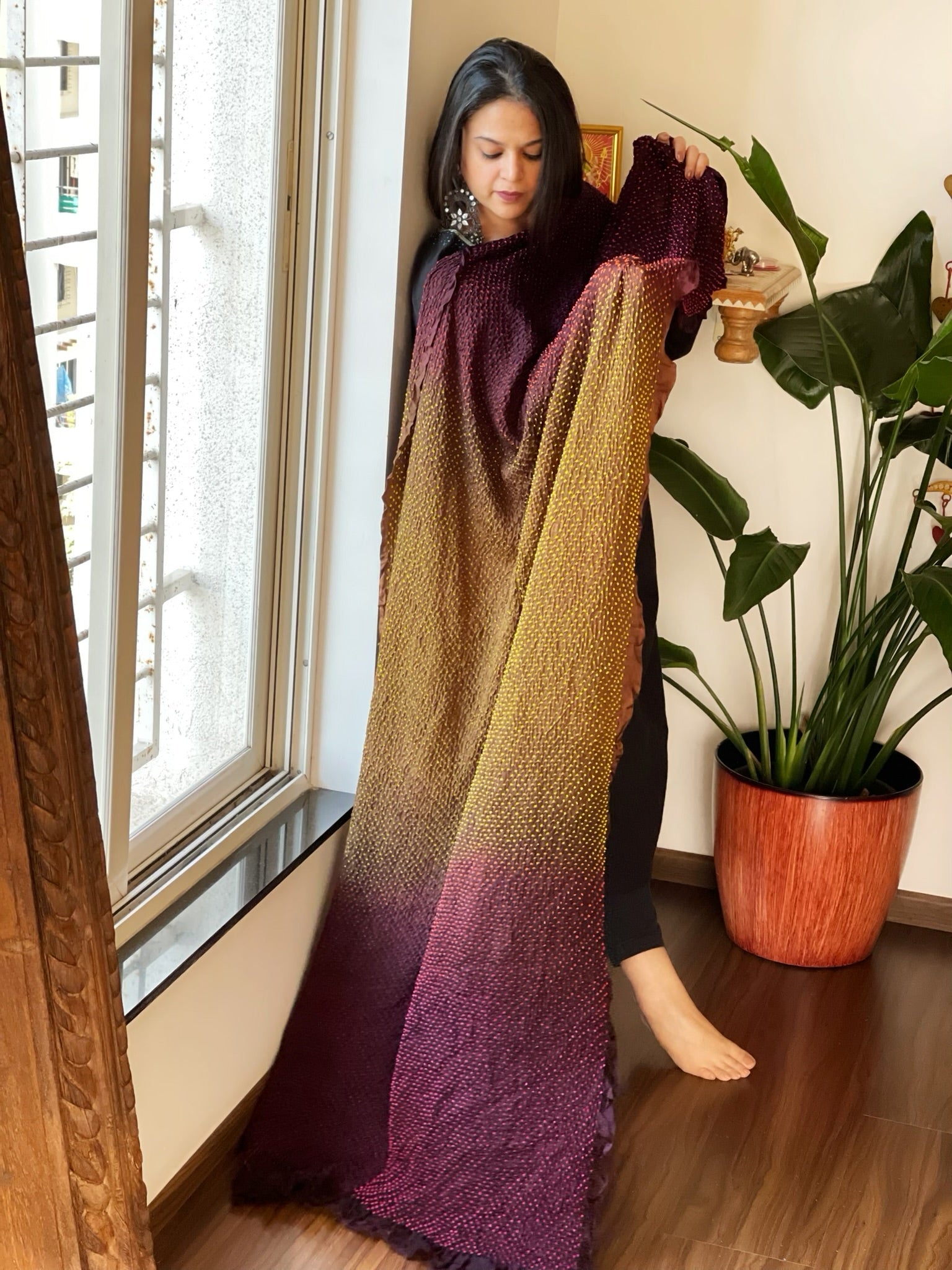 Rai Bandhej Dupatta in Pure Gajji Silk - Masakalee