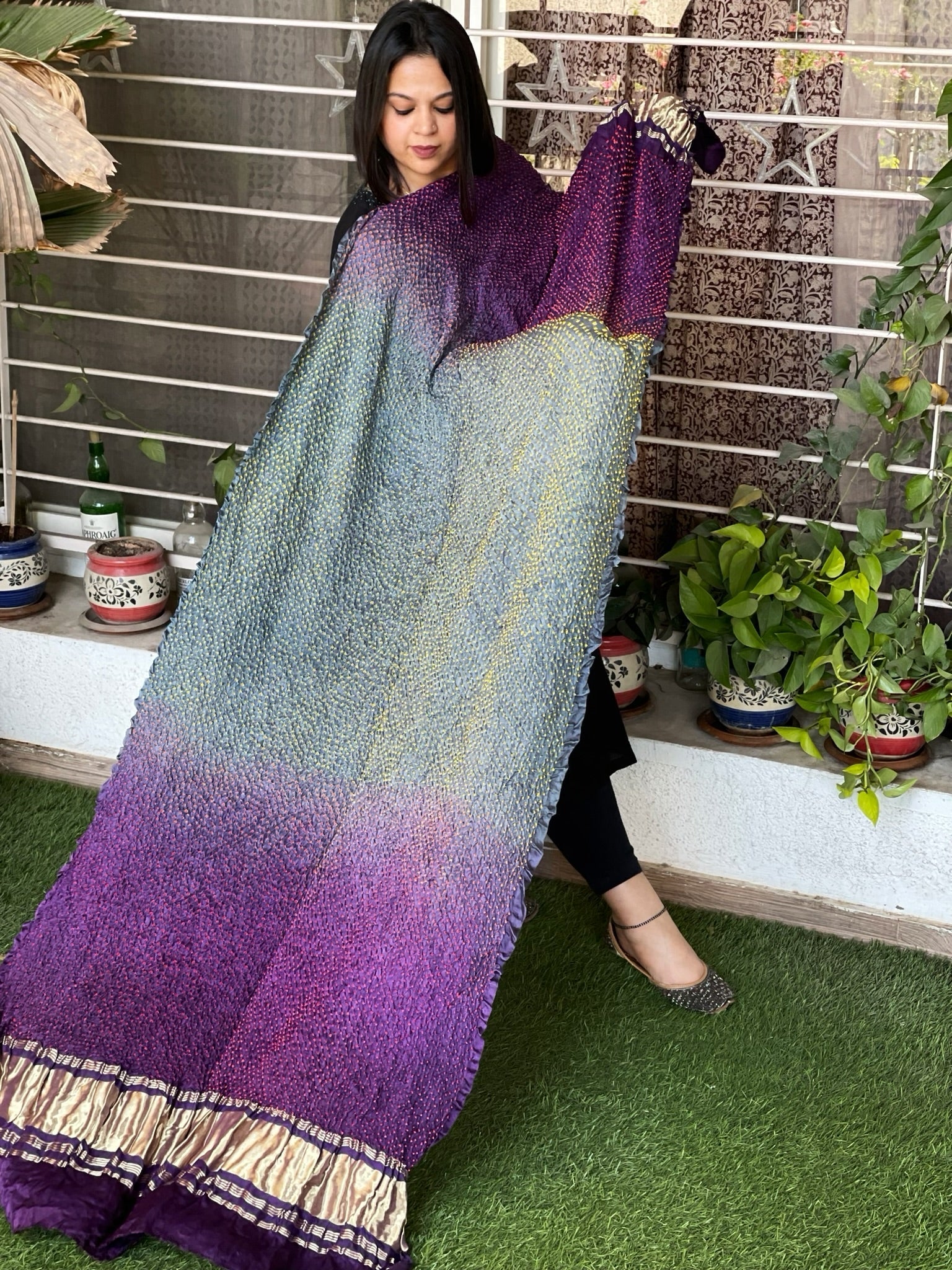 Rai Bandhej Dupatta in Pure Gajji Silk - Masakalee