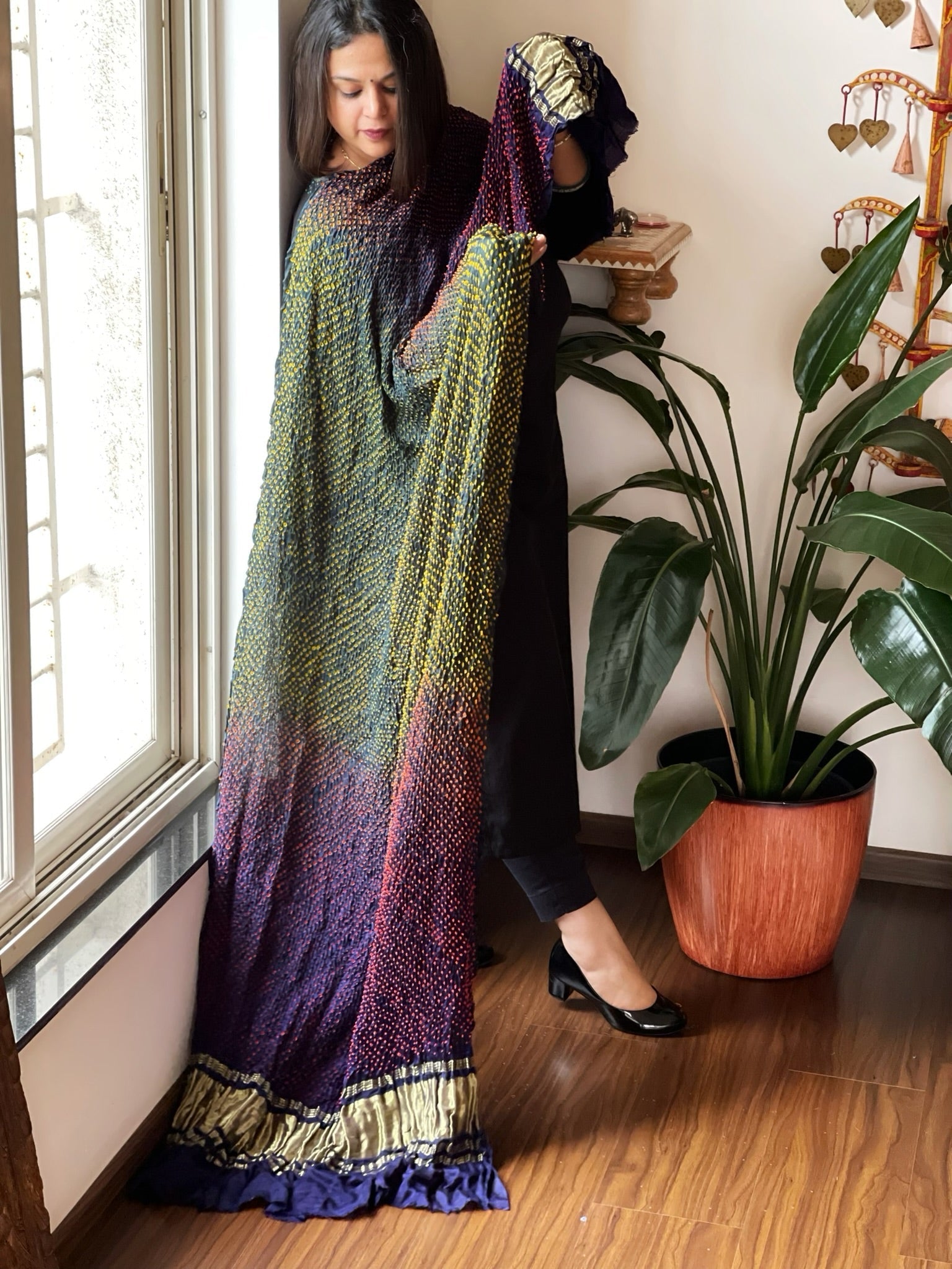 Rai Bandhej Dupatta in Pure Gajji Silk - Masakalee