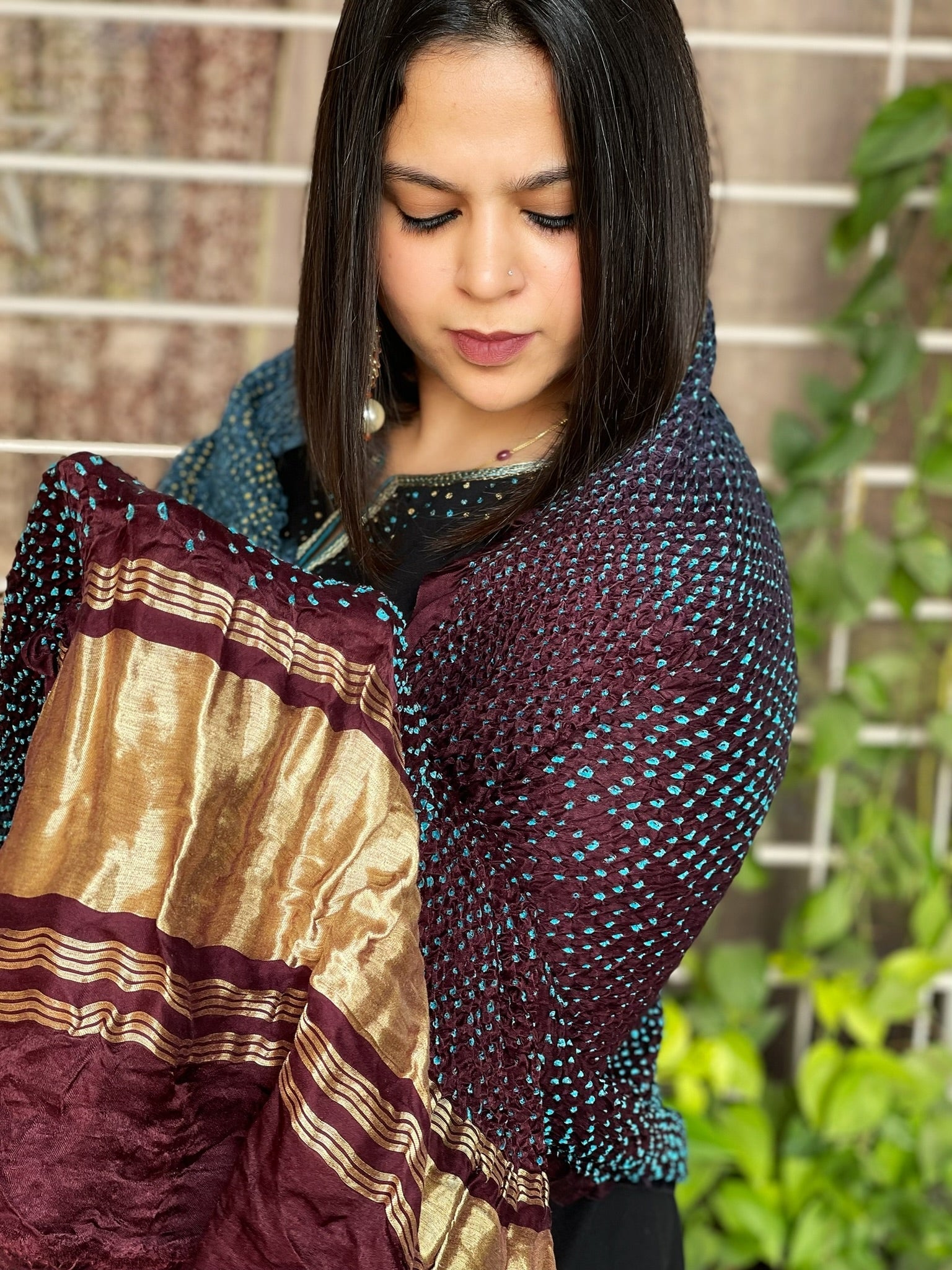 Rai Bandhej Dupatta in Pure Gajji Silk - Masakalee