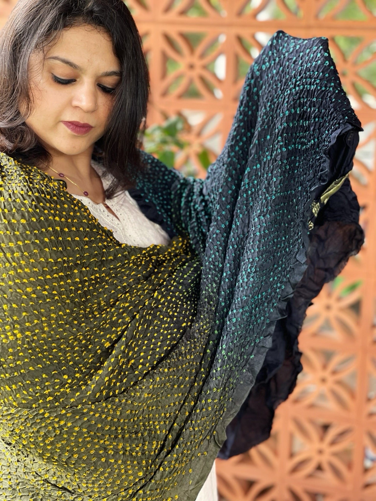 Rai Bandhej Dupatta in Pure Gajji Silk - Masakalee