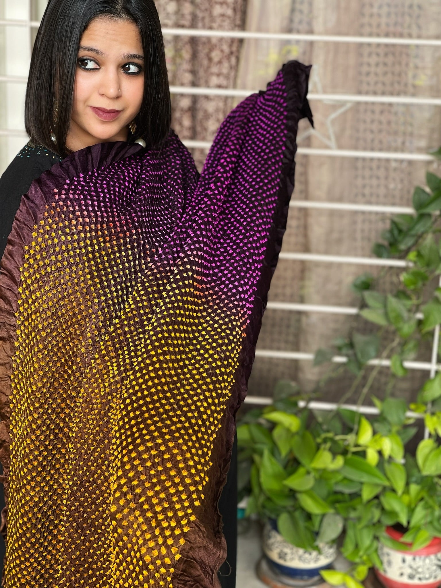 Rai Bandhej Dupatta in Pure Gajji Silk - Masakalee