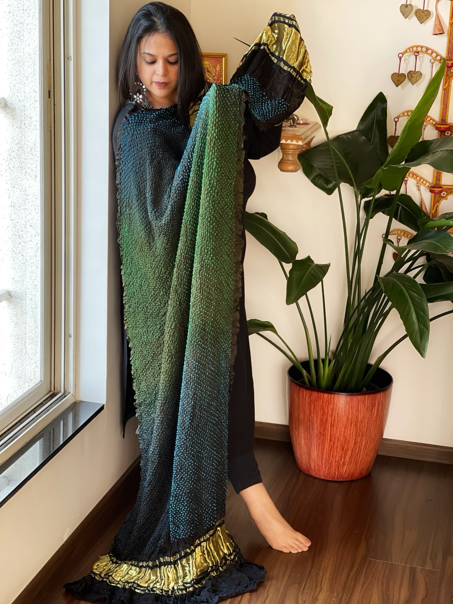 Rai Bandhej Dupatta in Pure Gajji Silk - Masakalee