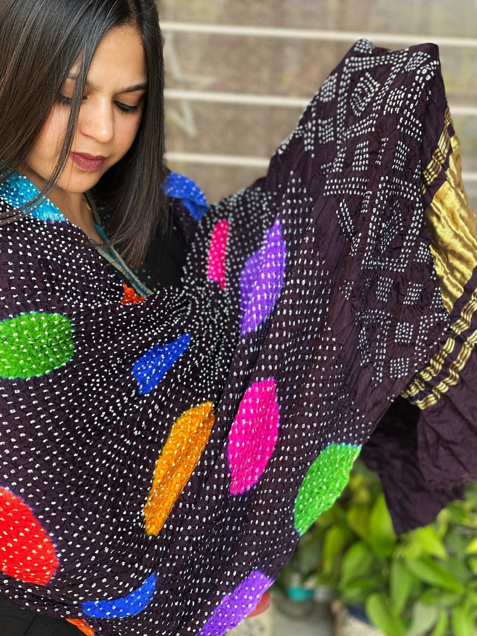 Rai Bandhej Dupatta in Pure Gajji Silk - Masakalee