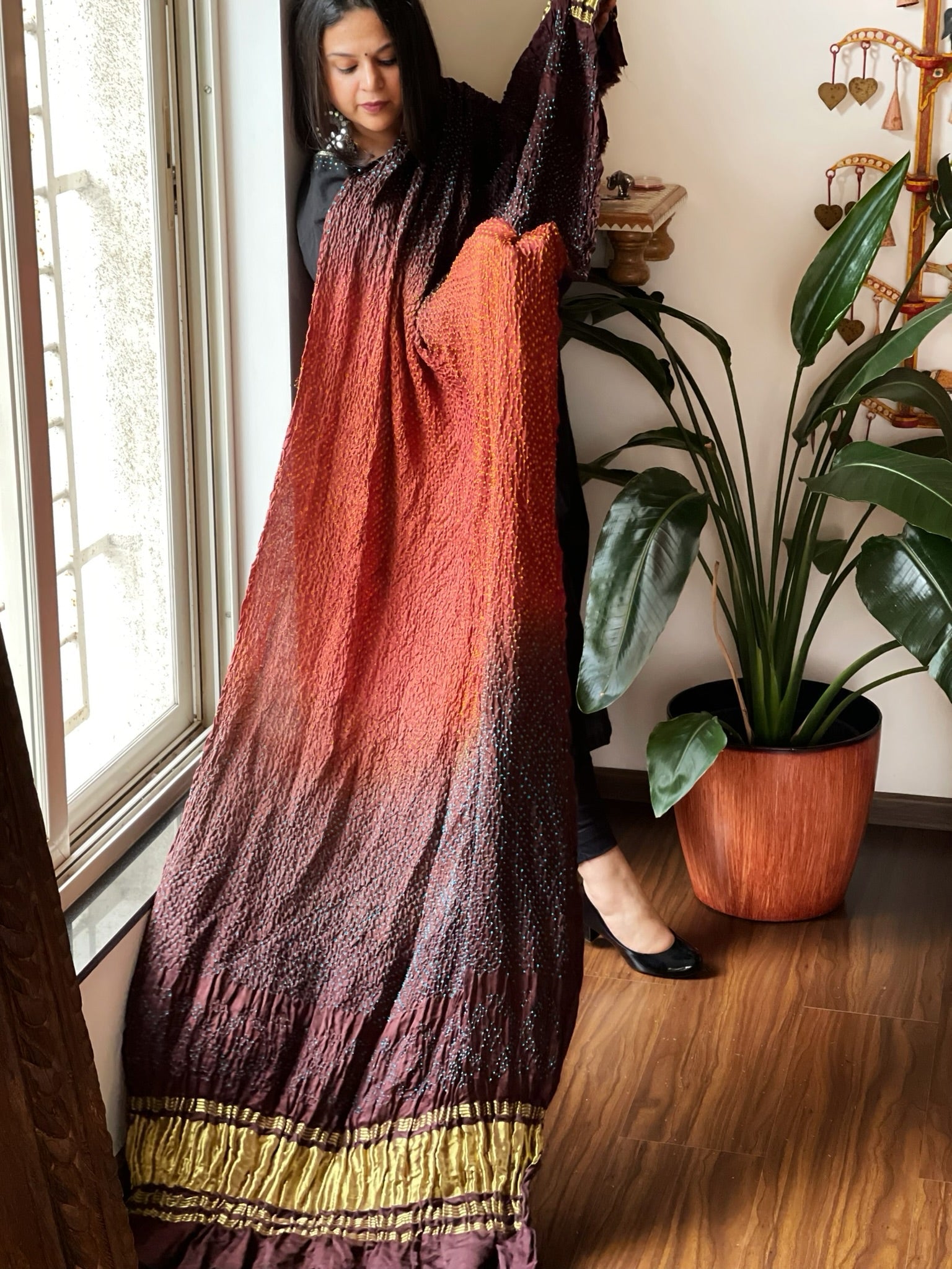 Rai Bandhej Dupatta in Pure Gajji Silk - Masakalee