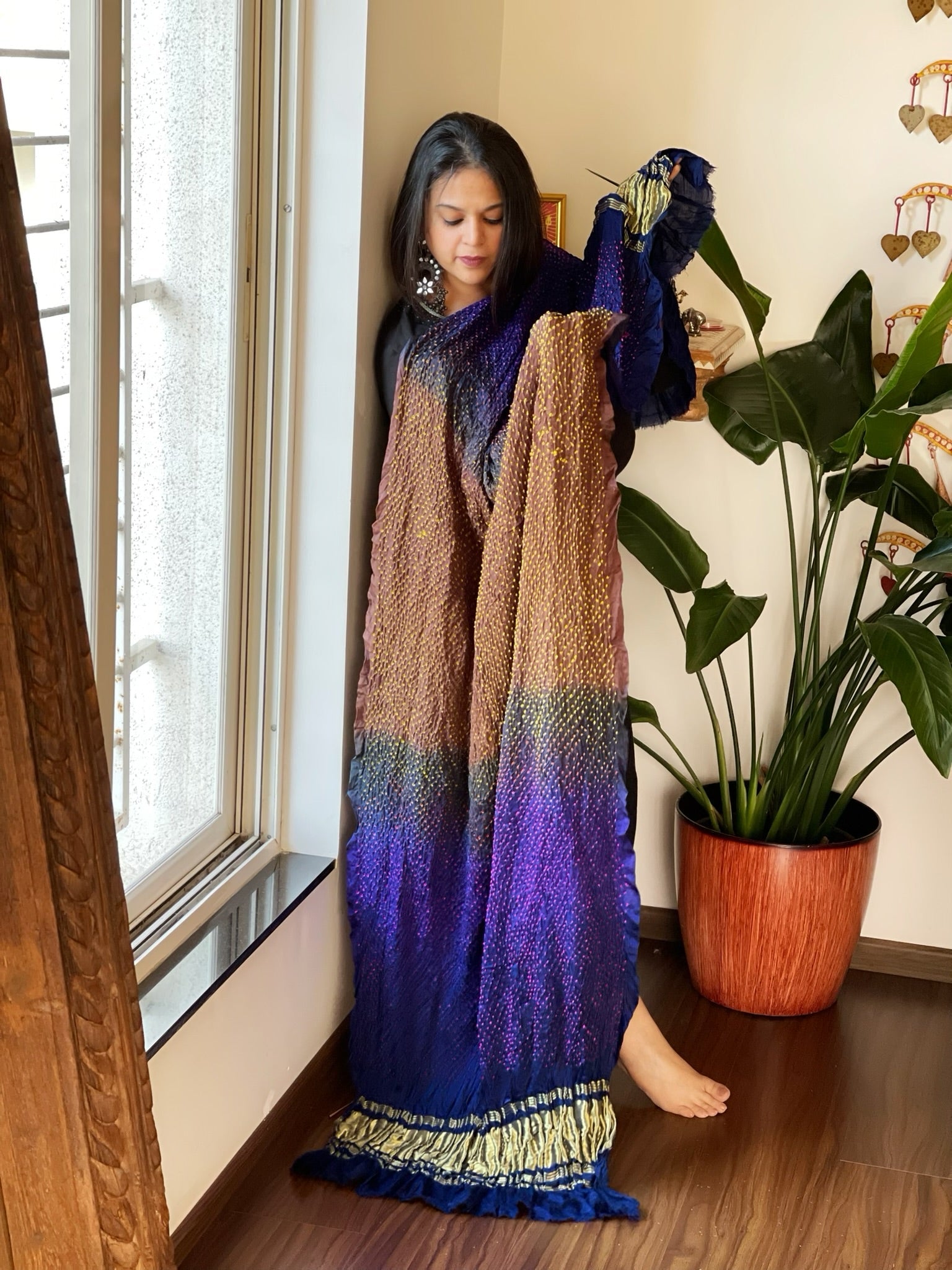 Rai Bandhej Dupatta in Pure Gajji Silk - Masakalee