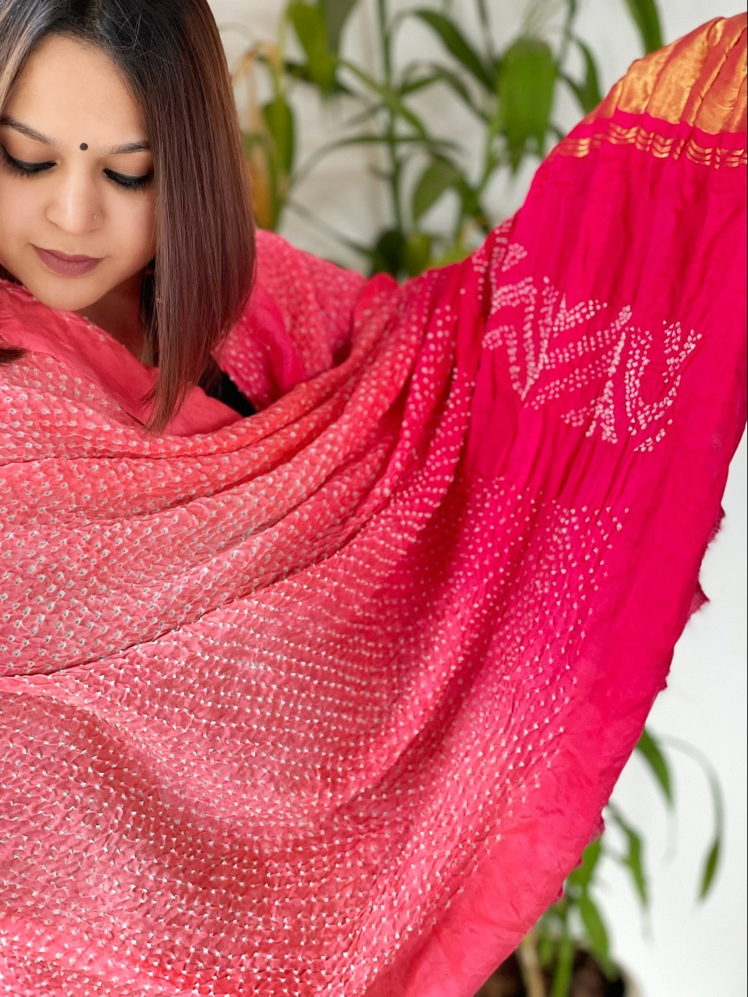 Rai Bandhej Dupatta in Pure Gajji Silk - Masakalee