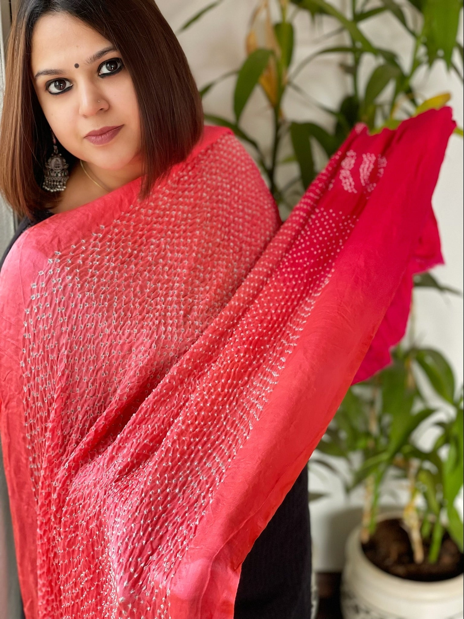 Rai Bandhej Dupatta in Pure Gajji Silk - Masakalee