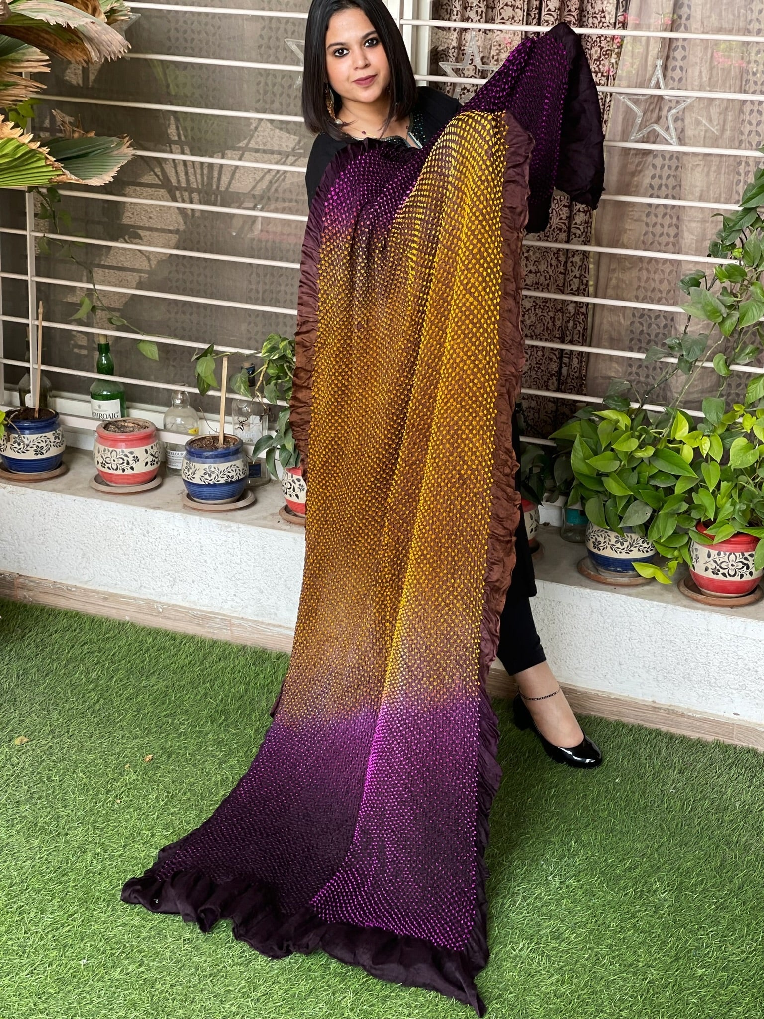 Rai Bandhej Dupatta in Pure Gajji Silk - Masakalee