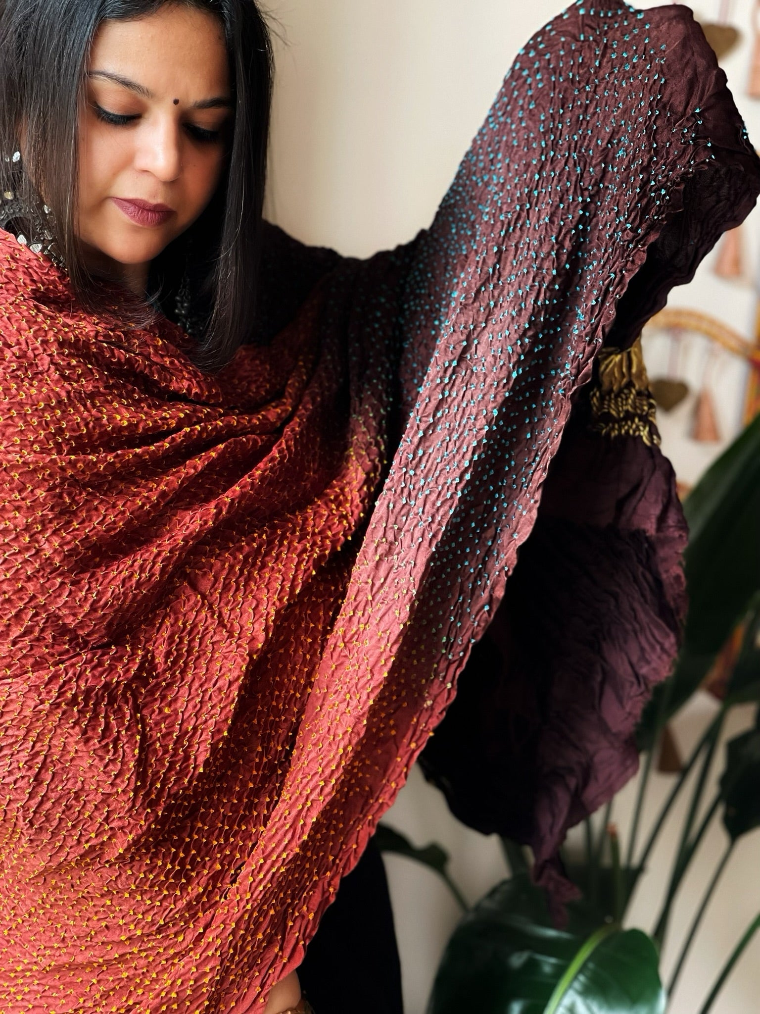 Rai Bandhej Dupatta in Pure Gajji Silk - Masakalee