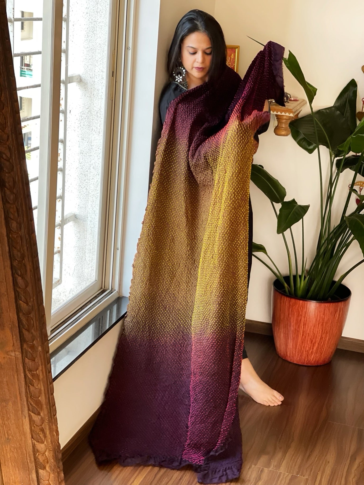 Rai Bandhej Dupatta in Pure Gajji Silk - Masakalee