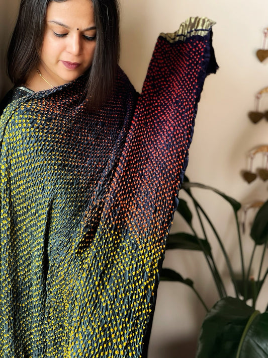 Rai Bandhej Dupatta in Pure Gajji Silk - Masakalee