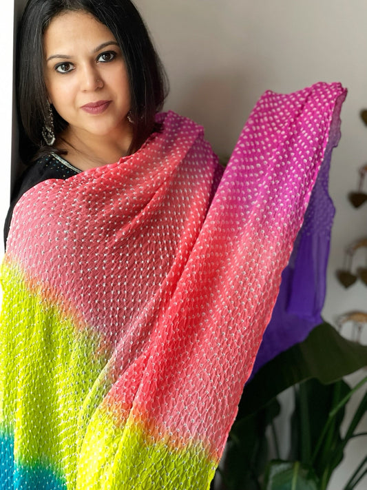 Rai Bandhej Dupatta in Pure Georgette - Masakalee