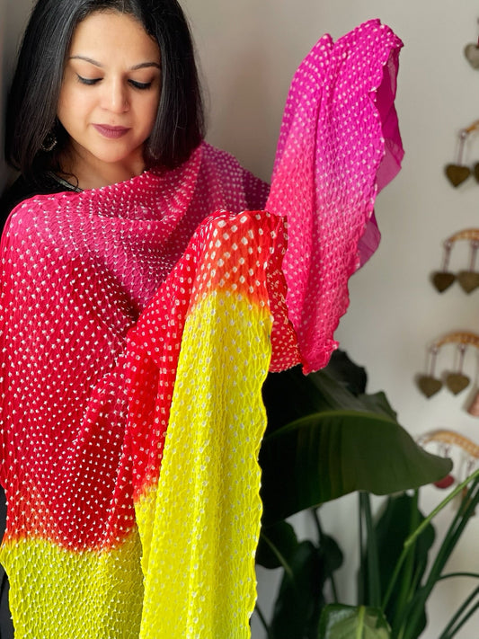 Rai Bandhej Dupatta in Pure Georgette - Masakalee
