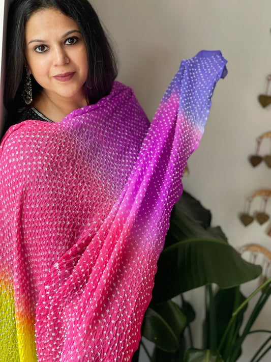 Rai Bandhej Dupatta in Pure Georgette - Masakalee