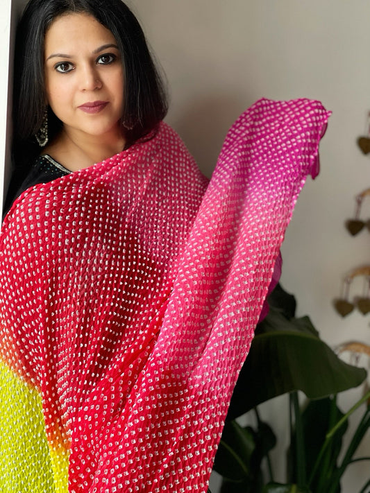 Rai Bandhej Dupatta in Pure Georgette - Masakalee
