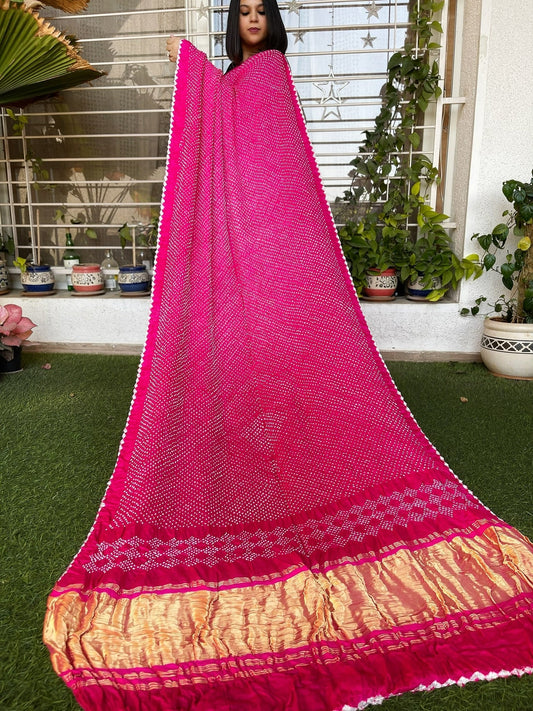 Rai Bandhej Saree in Pure Gajji Silk - Masakalee