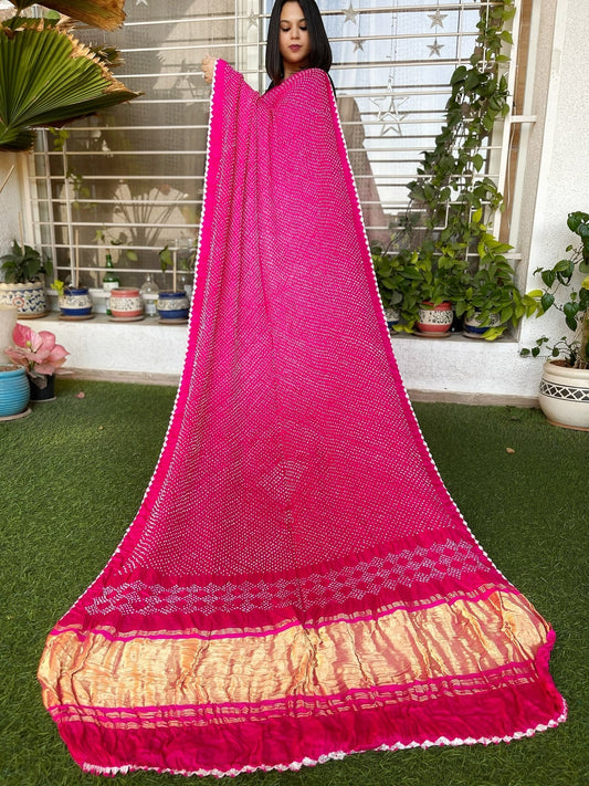 Rai Bandhej Saree in Pure Gajji Silk - Masakalee