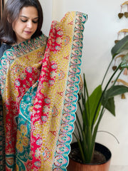 Red Chinon Dupatta with Aari Embroidery - Masakalee