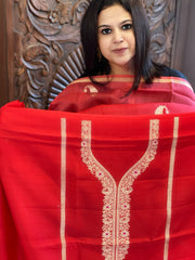 Red Designer Banarasi Suit Set in Pure Silk - Masakalee