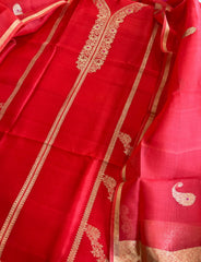 Red Designer Banarasi Suit Set in Pure Silk - Masakalee