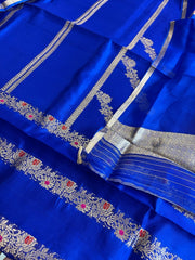Royal Blue Designer Banarasi Suit Set in Pure Silk - Masakalee