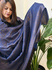 Royal Blue Pashmina Shawl with Zari - Masakalee