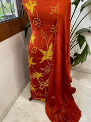 Rust Crepe Suit Set With Knot & Sequin Handwork - Masakalee