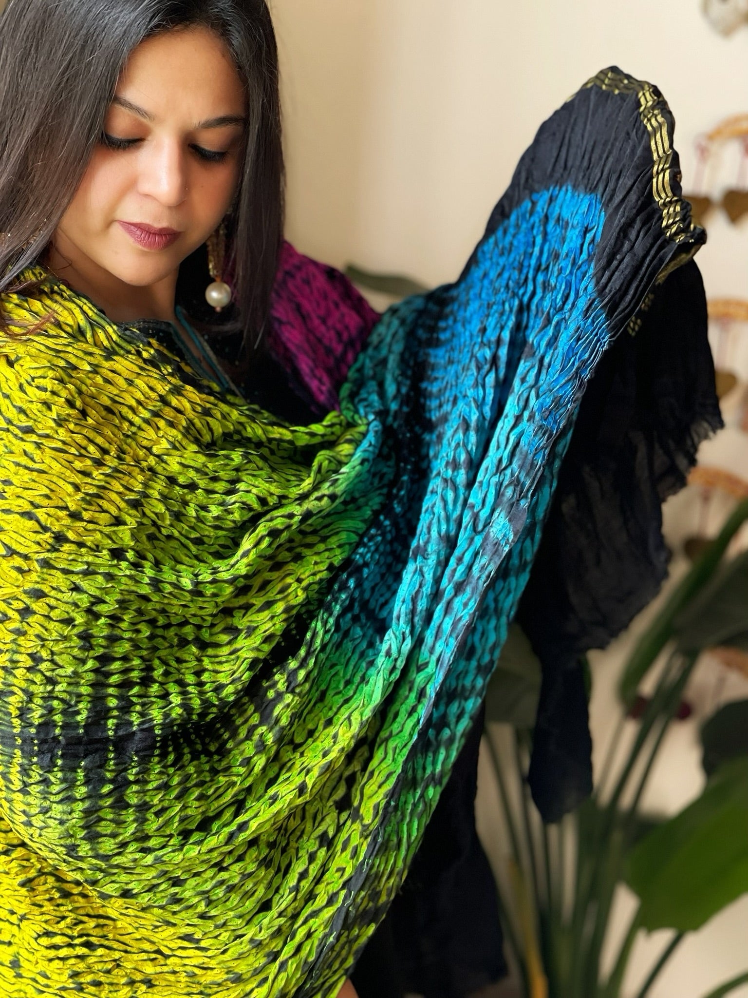 Shibori Tie Dye Dupatta in Gajji Silk - Masakalee