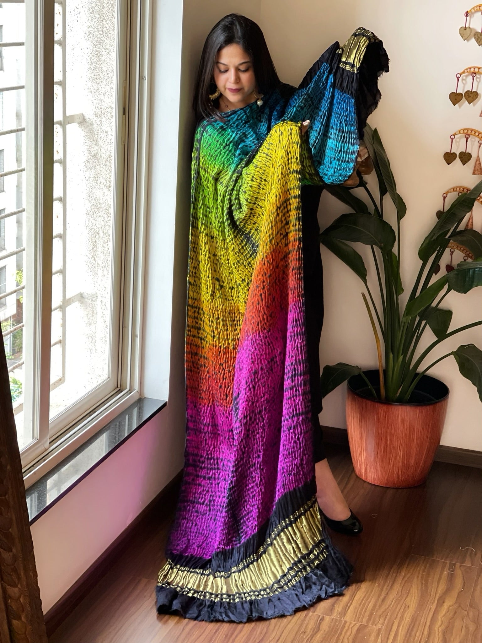 Shibori Tie Dye Dupatta in Gajji Silk - Masakalee