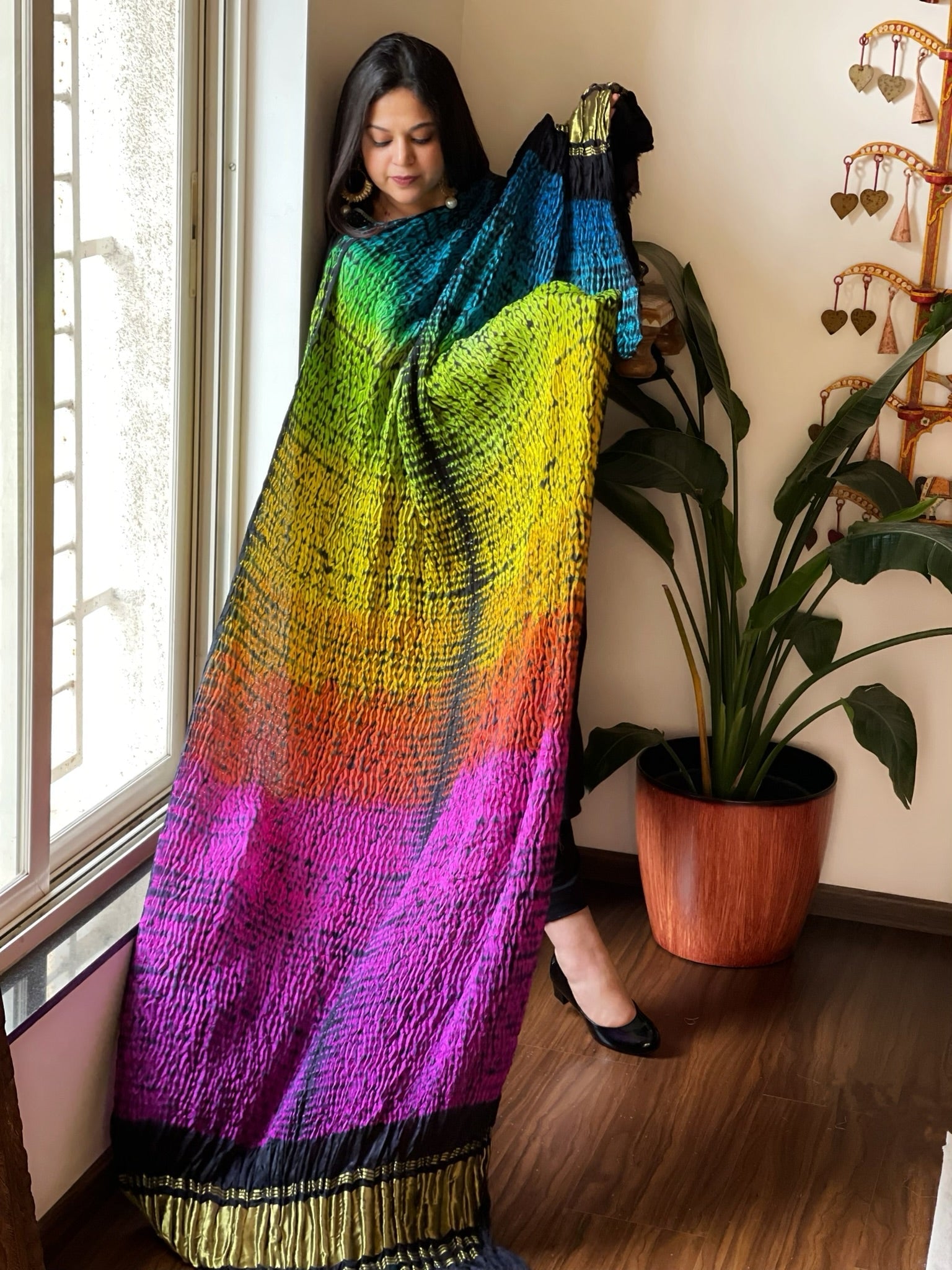 Shibori Tie Dye Dupatta in Gajji Silk - Masakalee