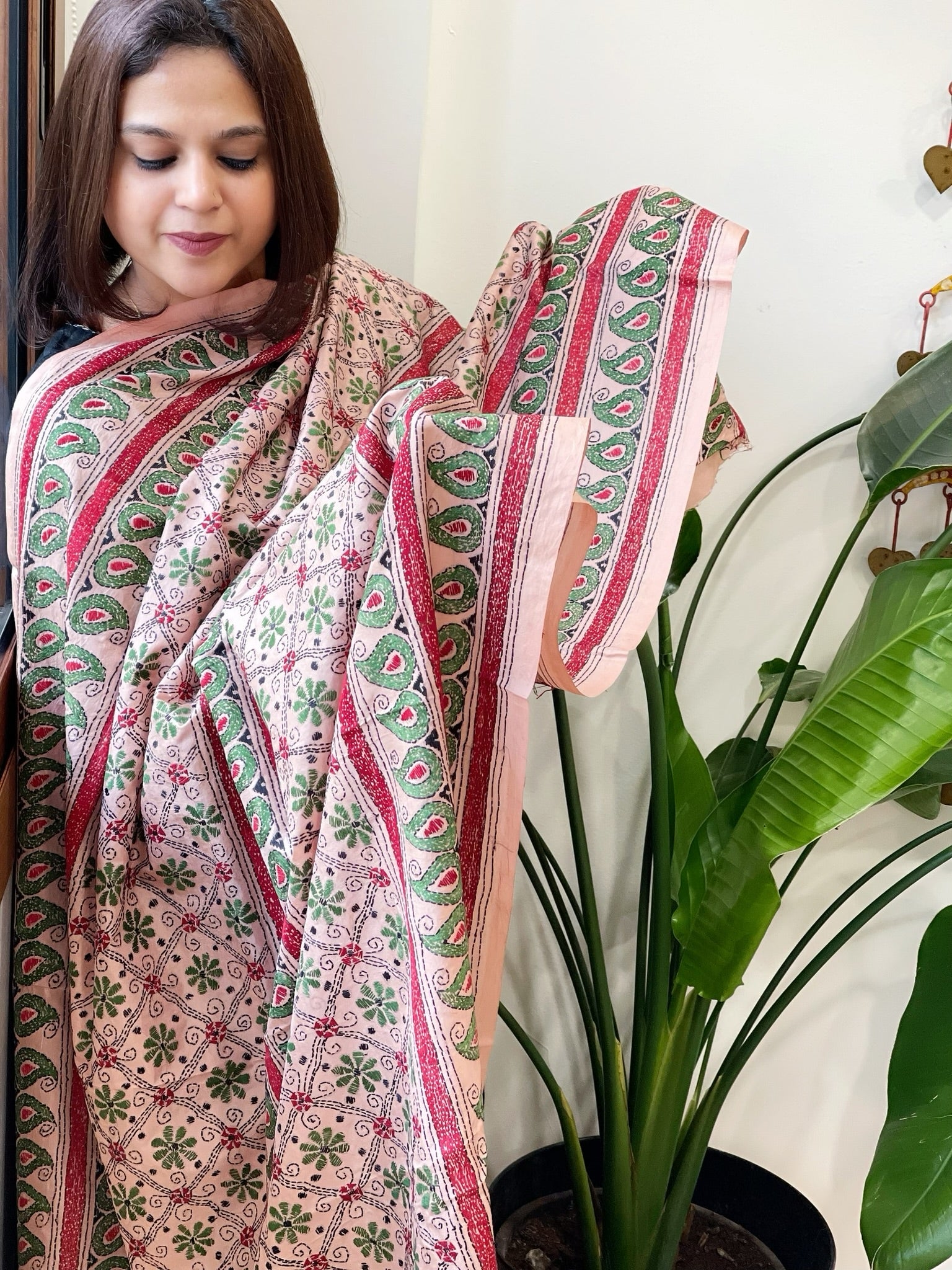 Skin Handmade Nakshi Kantha Dupatta in Pure Silk - Masakalee